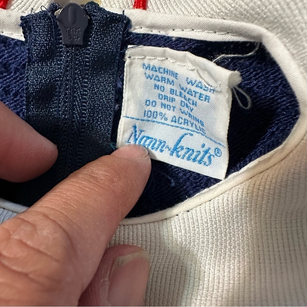 Mann-Knits baby girl size 12mo sailor long sleeve knit dress with embroi… - Picture 3 of 3